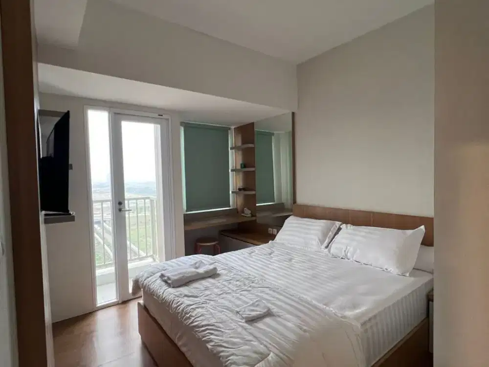 fully furnish mewah aparetmen tokyo riverside type connecting 57m2 siap huni