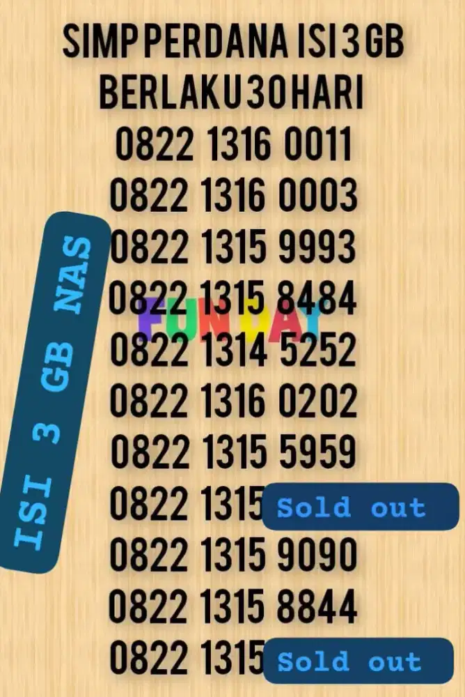 NOMOR CANTIK SIMPATI KUOTA 3 GB NASIONAL BERLAKU SATU BULAN.