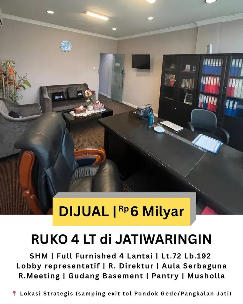 DIJUAL Ruko 4 Lt Lokasi Super Strategis di Jakarta Timur