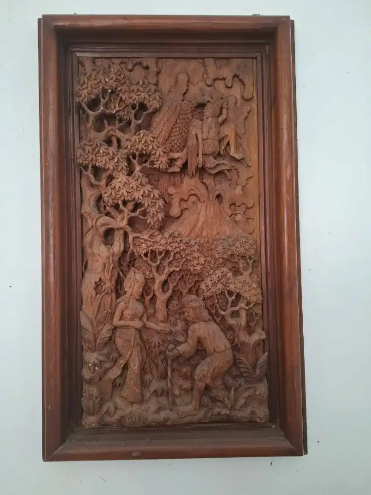 Pajangan ukiran kayu jati asli
