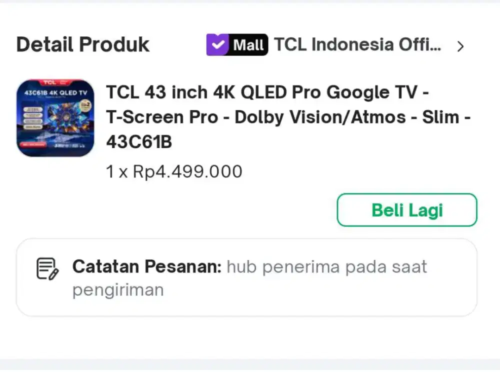 TCL 4K QLED SMART TV 43inc