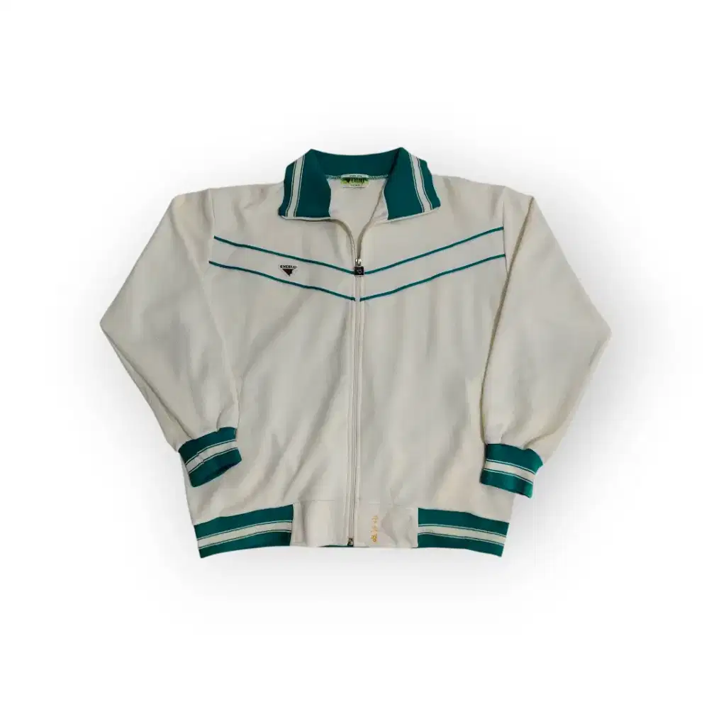 Jaket Tracktop Vintage Sports Wear Excell - Broken White & Hijau