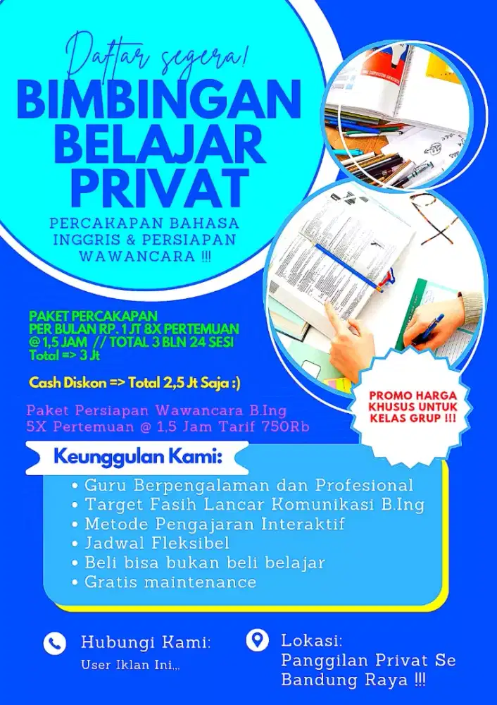 Les Privat Bahasa Inggris Dan Persiapan Wawancara B.Inggris !!!