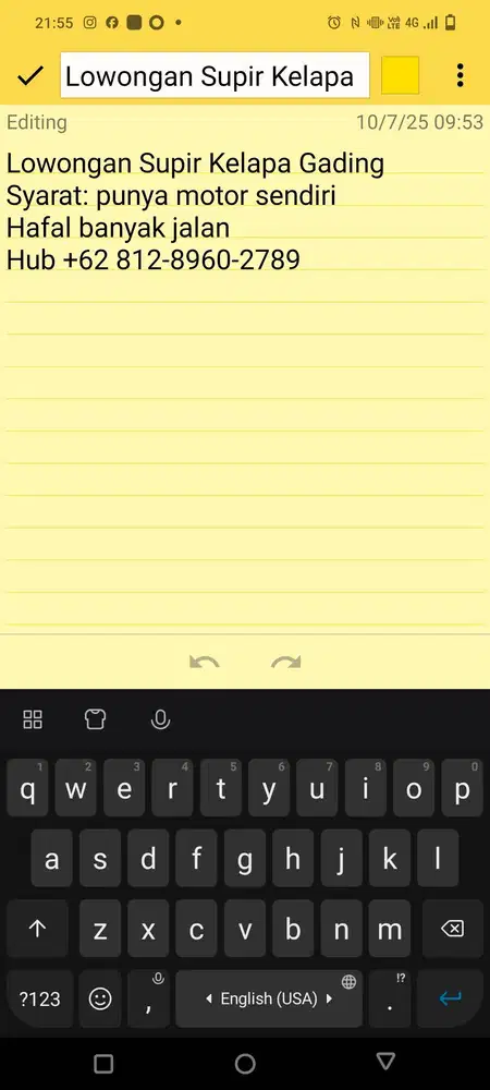 Lowongan supir pribadi