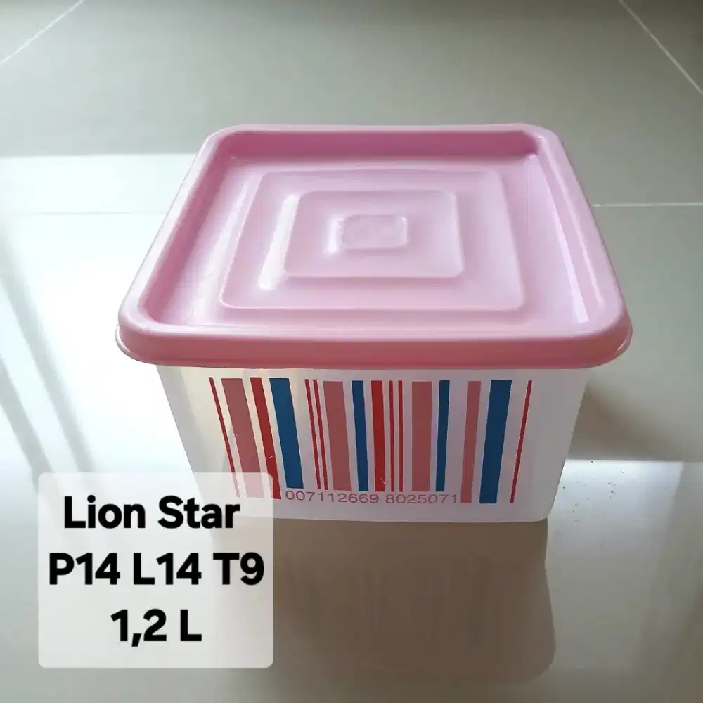 Kotak box wadah plastik Lion Star food grade 1,2L serbaguna, bekas