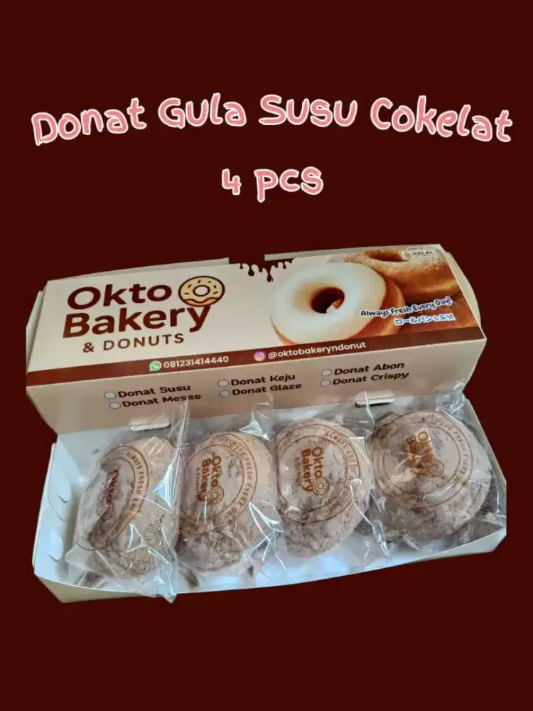 Donat Okto susu coklat 4 pcs