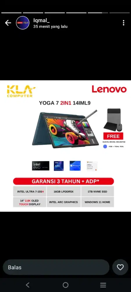 Lenovo Yoga 2in1 ada Akhir Tahun nih di KLA Komputer Mataram