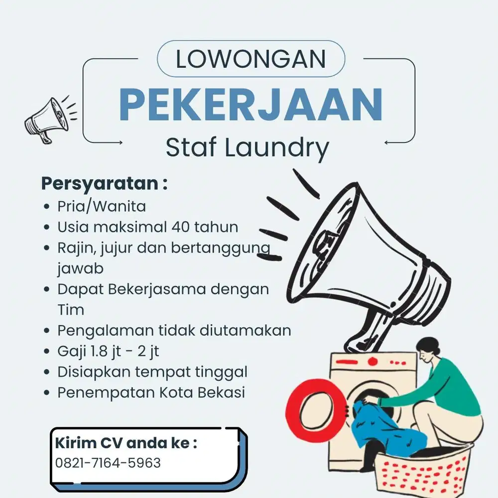 Dicari Staf Laundry
