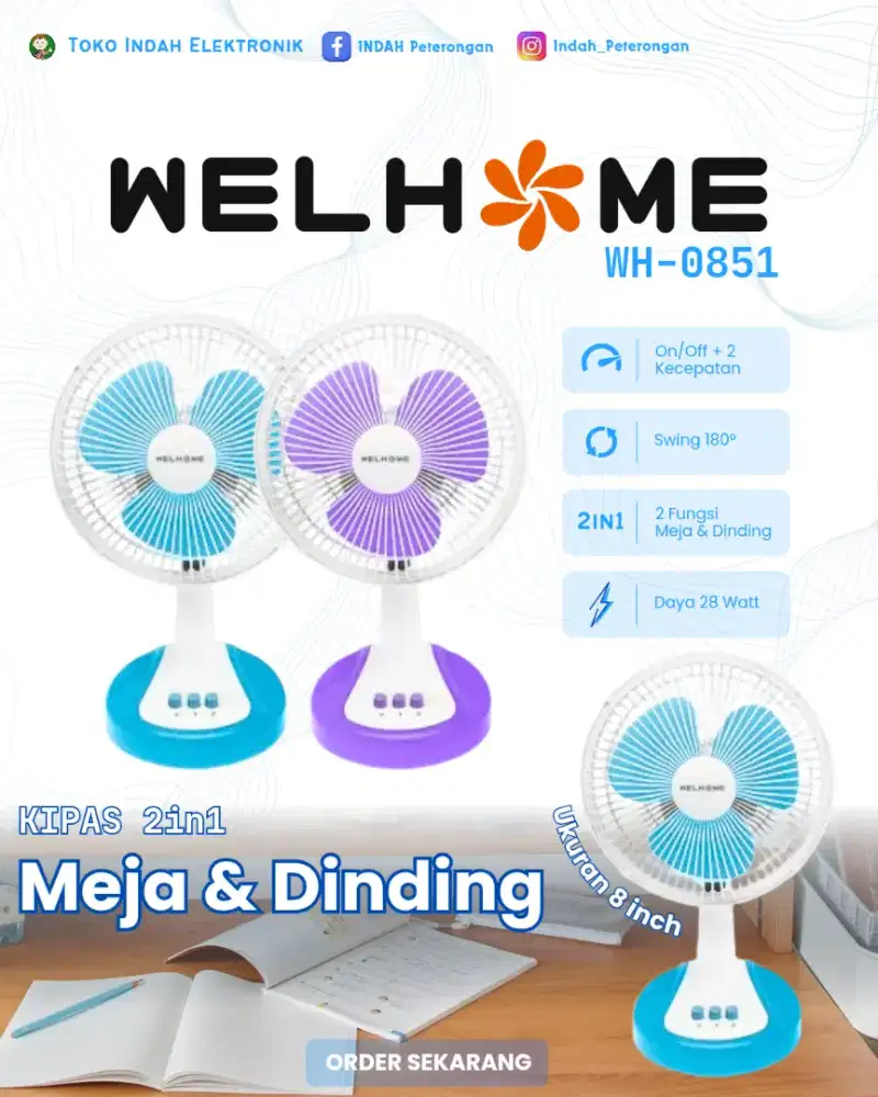 Kipas 2in1 Welhome WH-0851