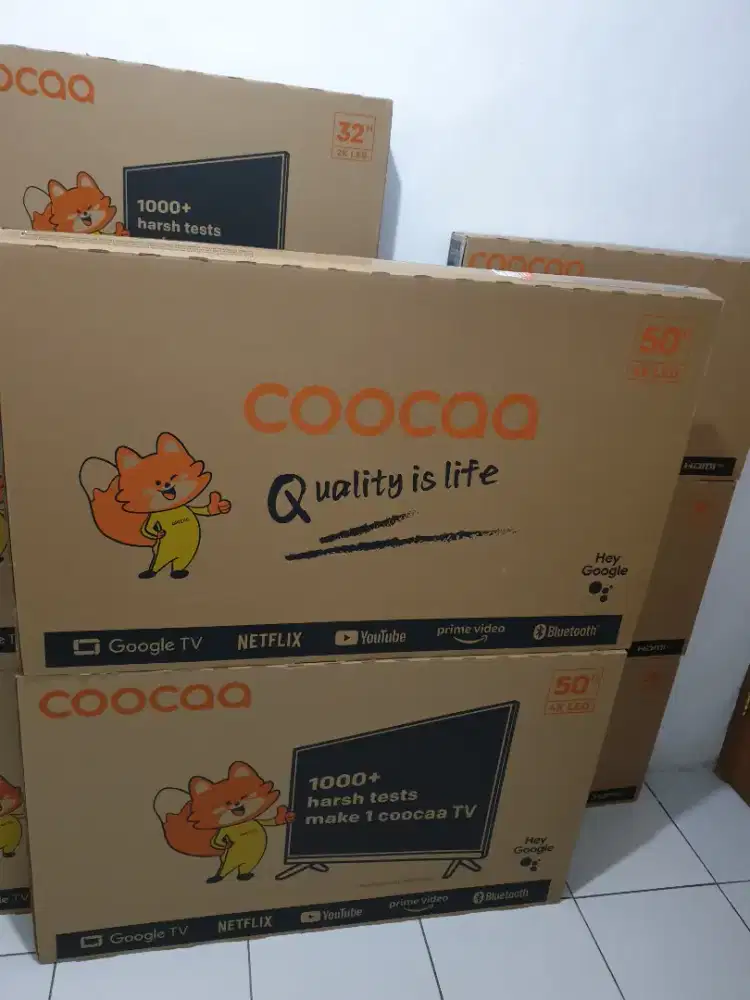 COOCAA GoogleTV 50 inch 4K UHD. 100% Gres, Segel, bisa Cod + setting