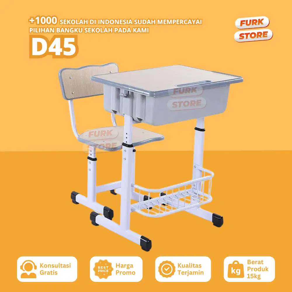 Bangku Sekolah Tipe D45 – Bangku Sekolah Modern - Meja Bangku Sekolah