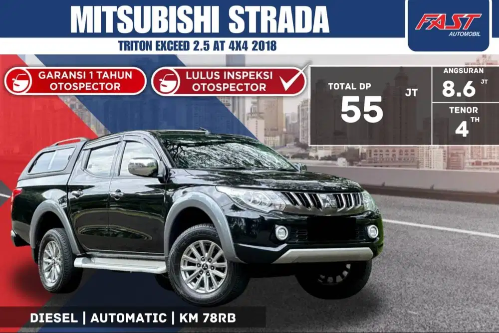 MITSUBISHI STRADA TRITON EXCEED 2018 2.5L AT 4×4 KM.78RB PJK PJG#F1ST