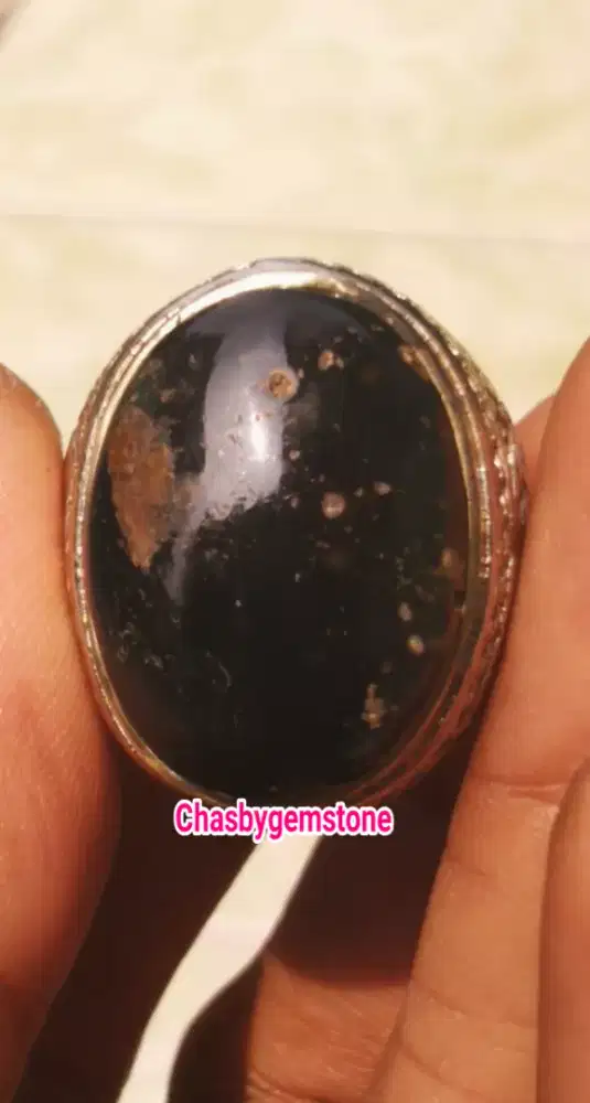 Cincin Pirus Persia hitam mulus-Natural Batu Pirus Persia Hitam mulus