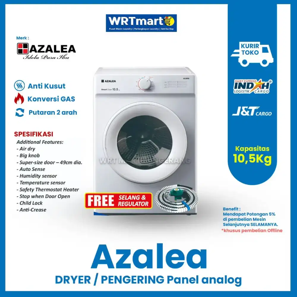 Dryer Azalea 10.5kg – Mesin Pengering Cepat & Hemat Listrik