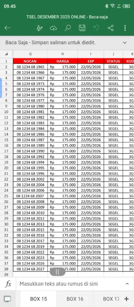 NOMOR CANTIK TELKOMSEL SERI TAUN LAHIR