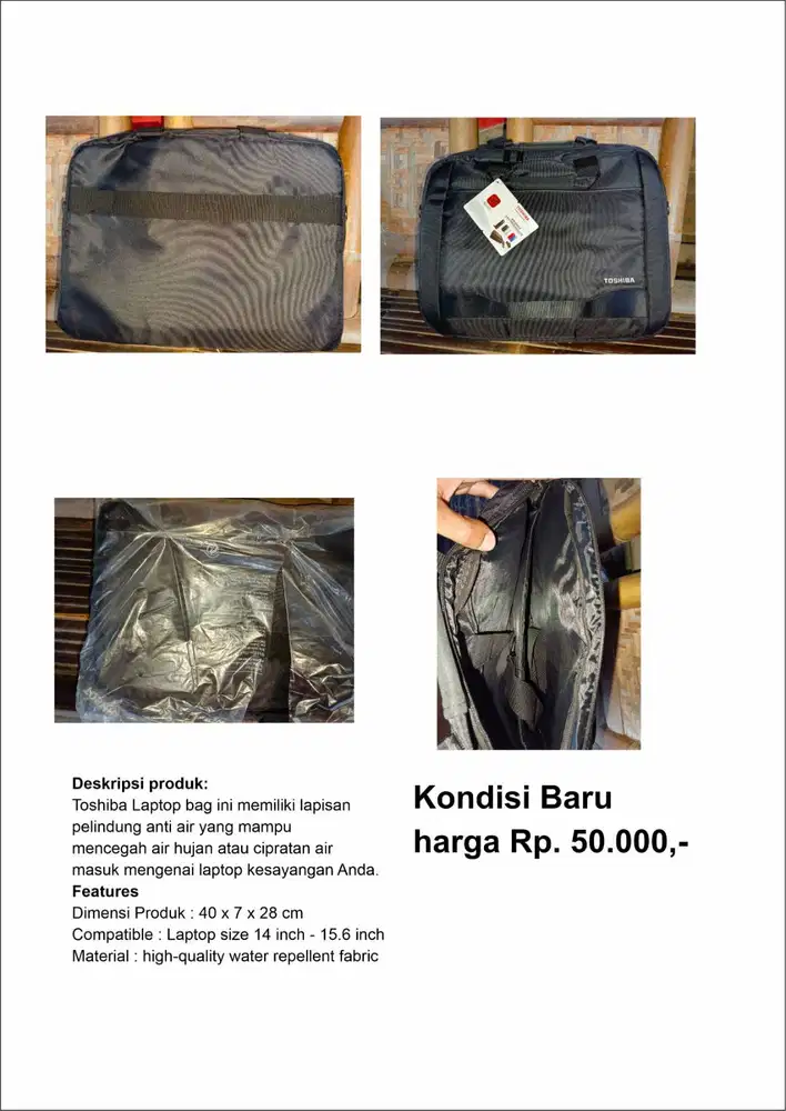 Tas Thosiba slempang kerja laptop