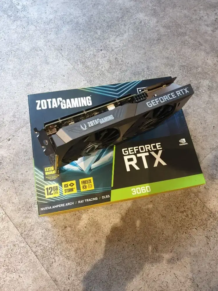 Vga zotac GeForce rtx 12gb 3060 fullset no minus pemakaian sendiri