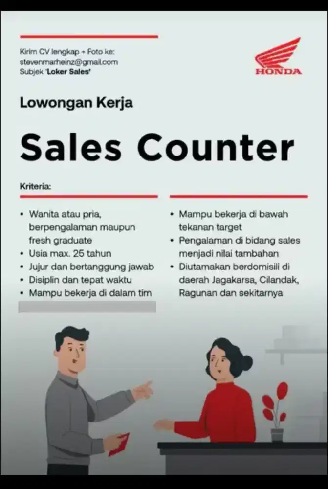Loker Sales, Admin, Mekanik dan Driver Dealer Sepeda Motor