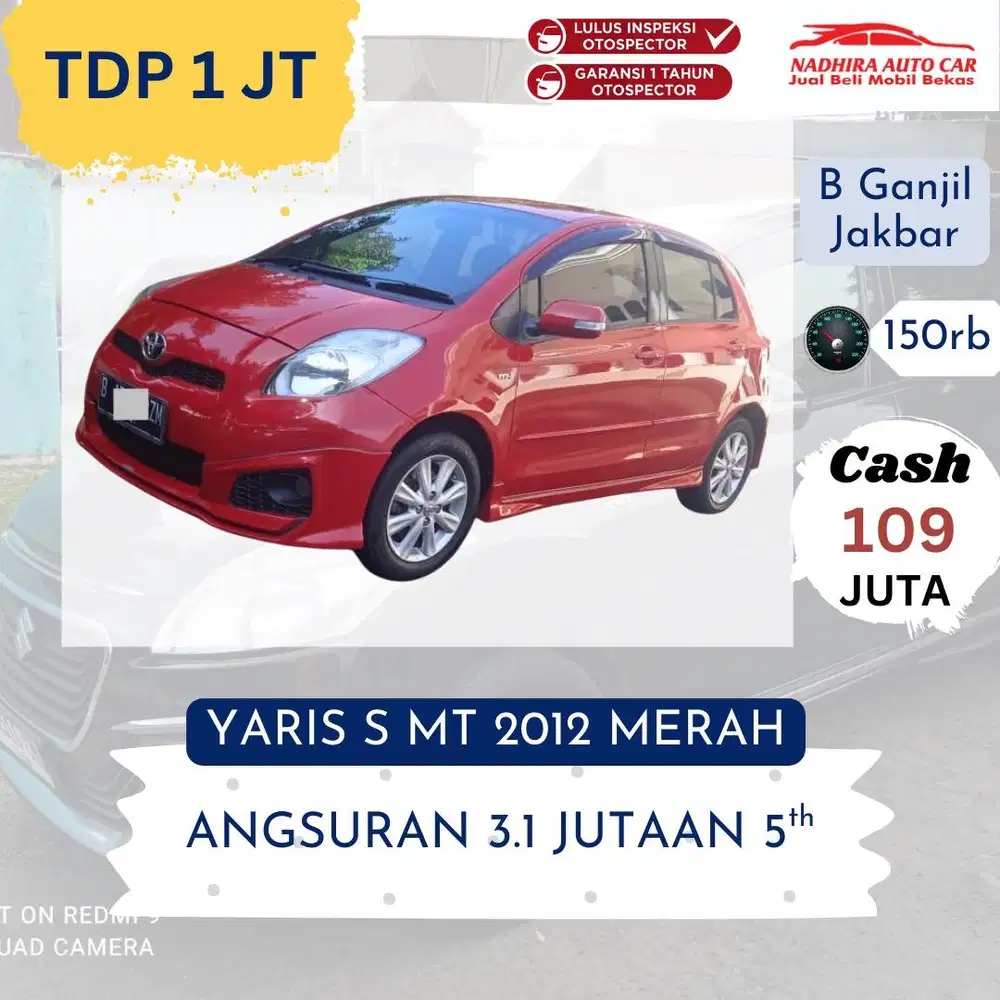 Promo DP Cuma 1 Juta Yaris S MT 2012 Merah