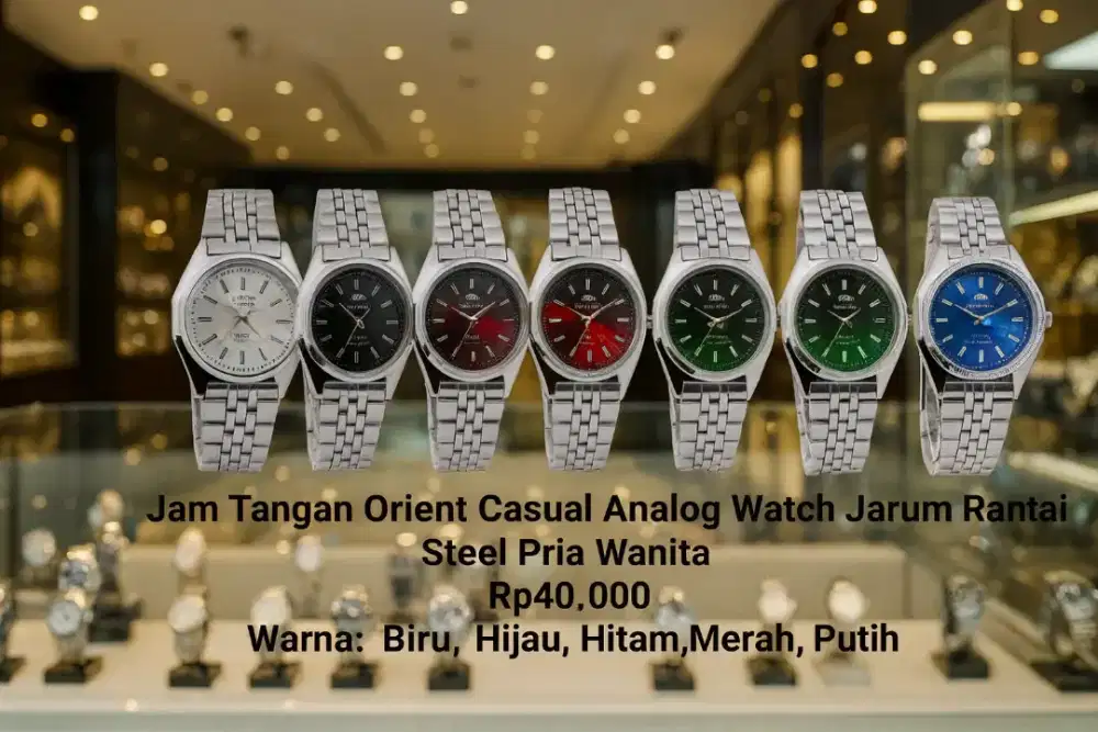 Jam Tangan 0rient Casual Jarum Tali Rantai Stainless Steel Pria Wanita