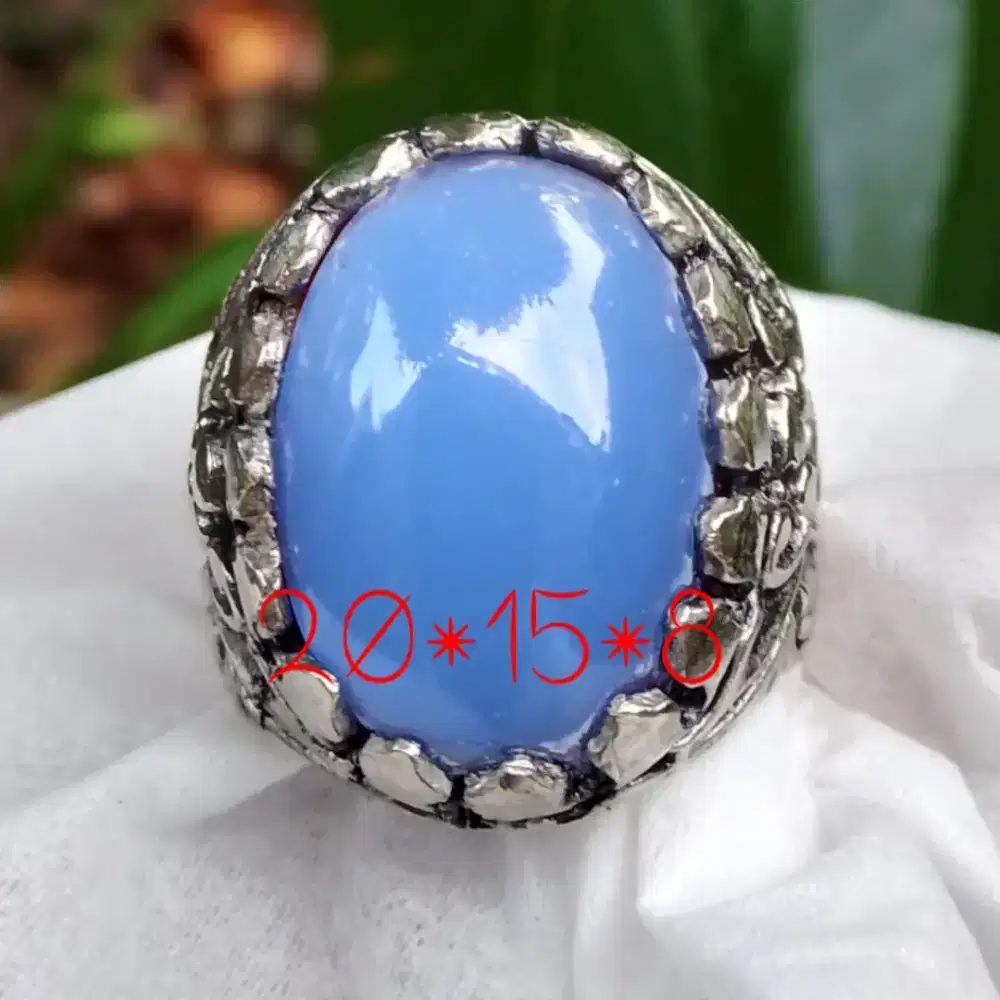 Natural spirtus batu raja dim 20*15*8 ring alfaka size 8 Net harga