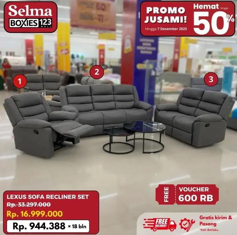 Sofa set selonjoran promo murah