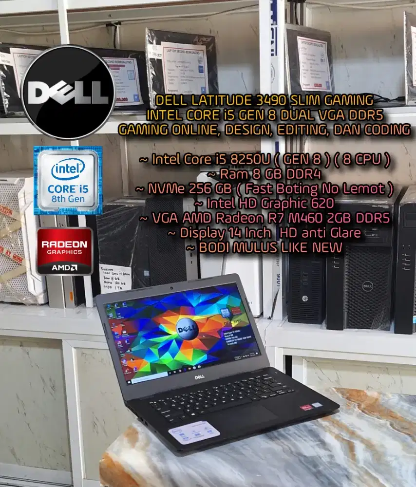 LAPTOP DELL DUAL VGA UNTUK GAMING ONLINE, DESIGN, EDITING DAN CODING