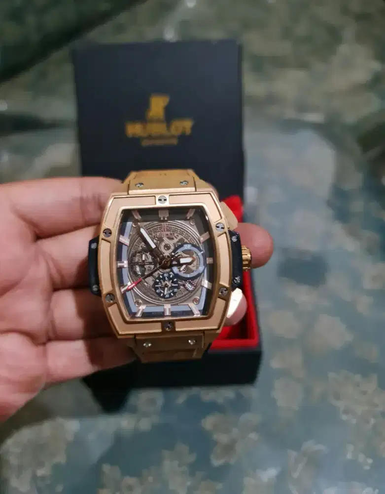Hublot senna champion chrono tgl aktif leather gold ori mulus mewah