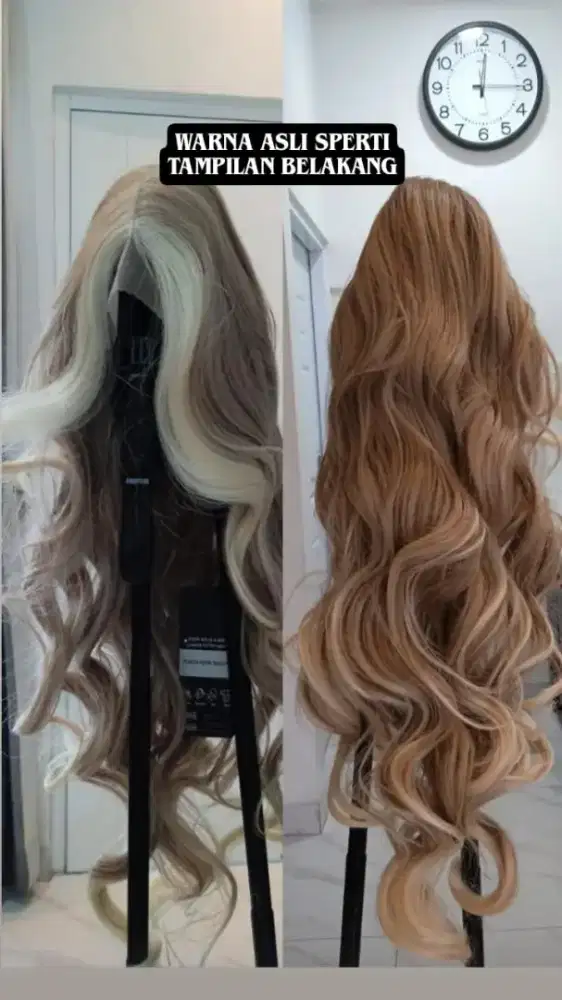 Wig panjang rambut asli