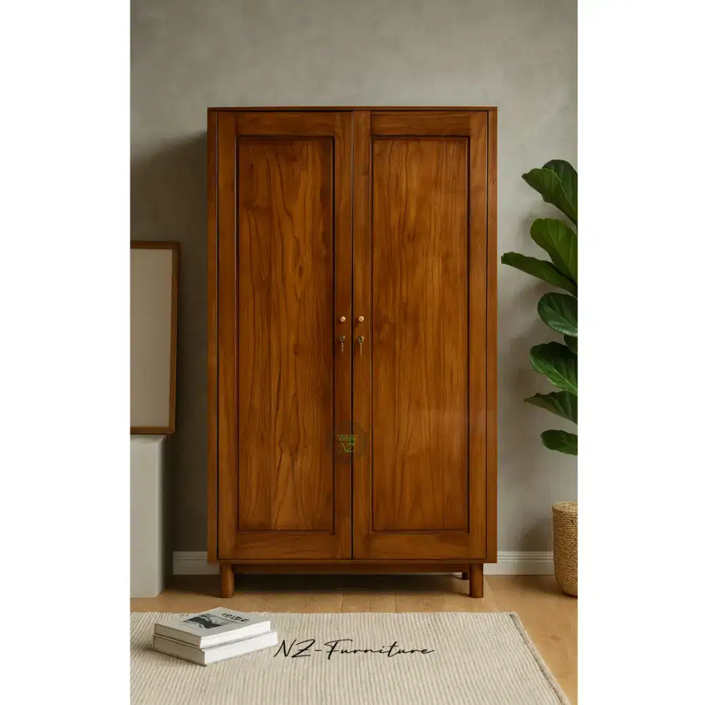 Lemari Pakaian Kayu Jati 2 Pintu
