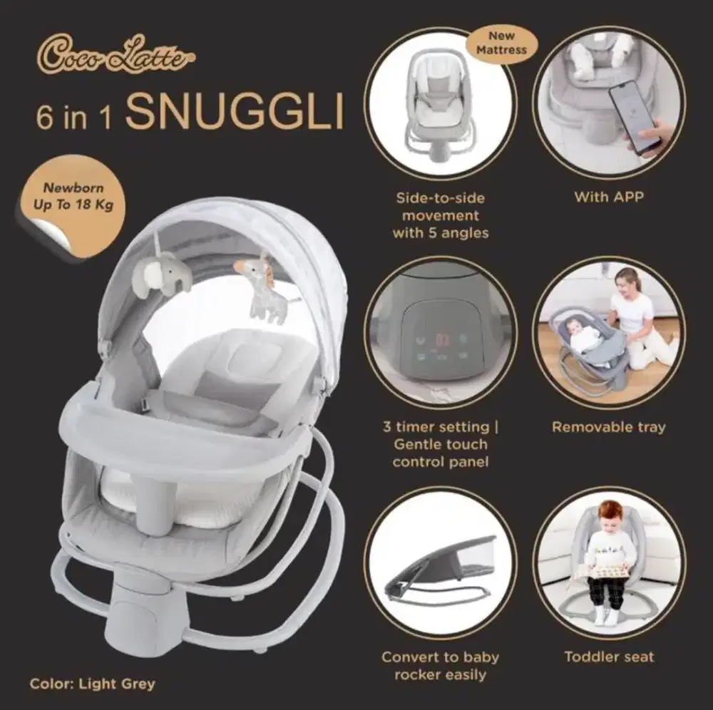 Cocolatte 6in1 Snuggli - Multi Functional Foldable Swing