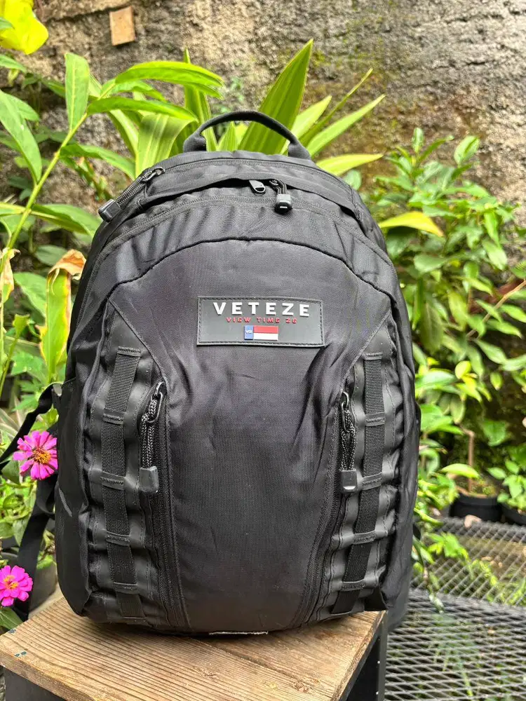 Veteze Double Youth Backpack Ransel Kerja Hitam Tas Punggung Nilon 22L