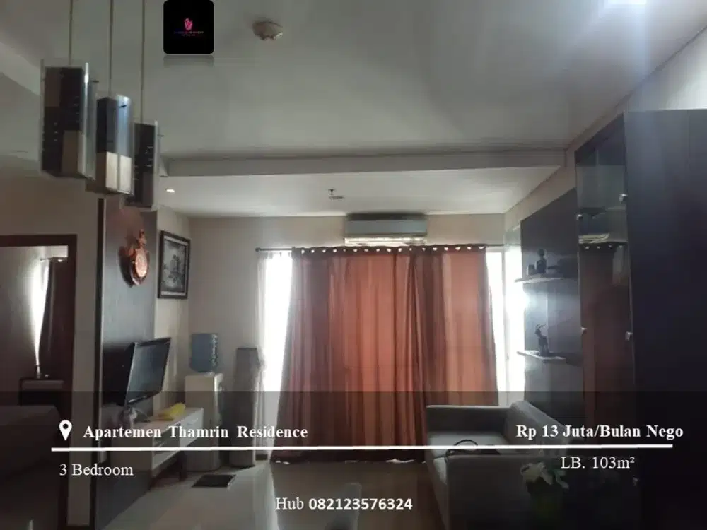 DIsewakan Apartement Thamrin Residence Mid Floor 3BR Full Furnished