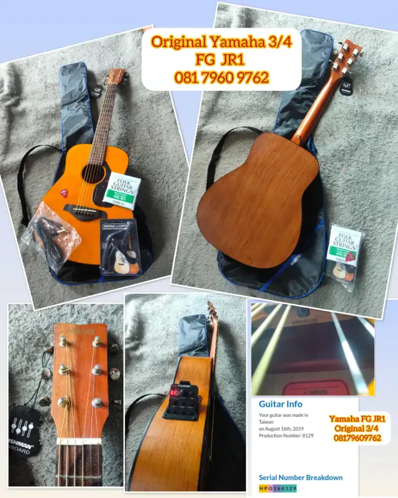 Gitar original Yamaha FG JR1 akustik elektrik siap pakai