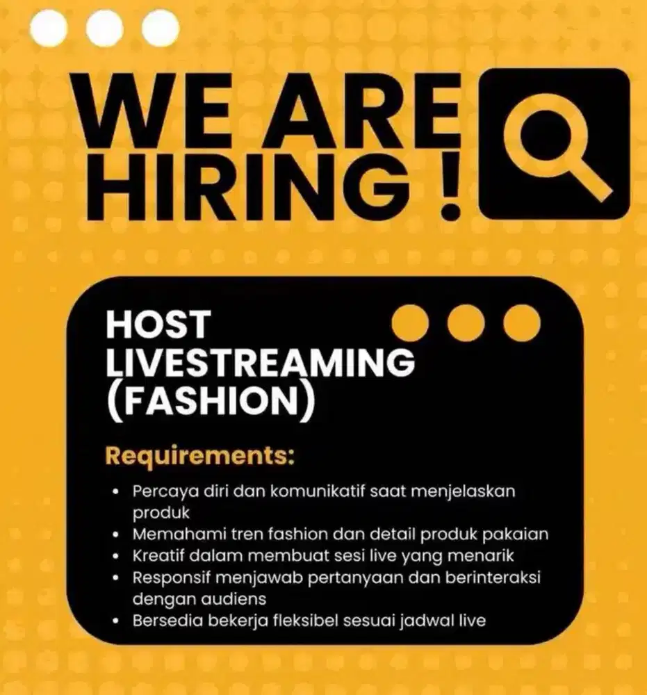 Lowongan host live streaming tik tok