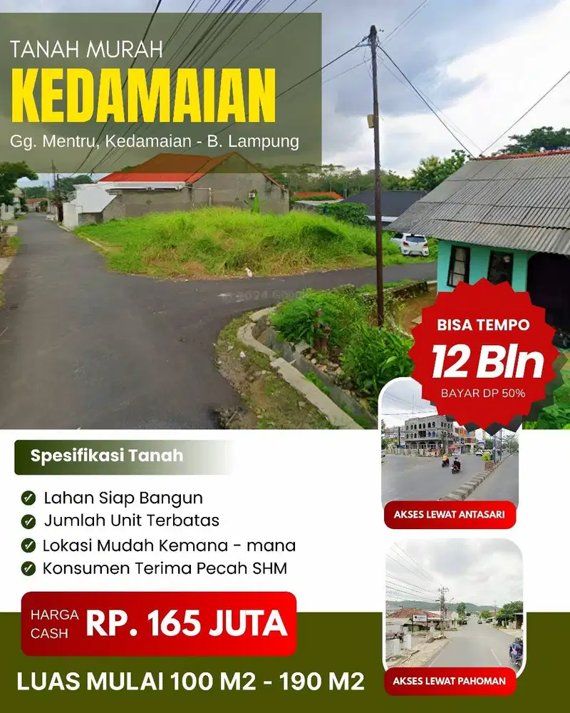 KAVLING PUSAT KOTA BANDAR LAMPUNG AKES MUDAH KEMANA SAJA