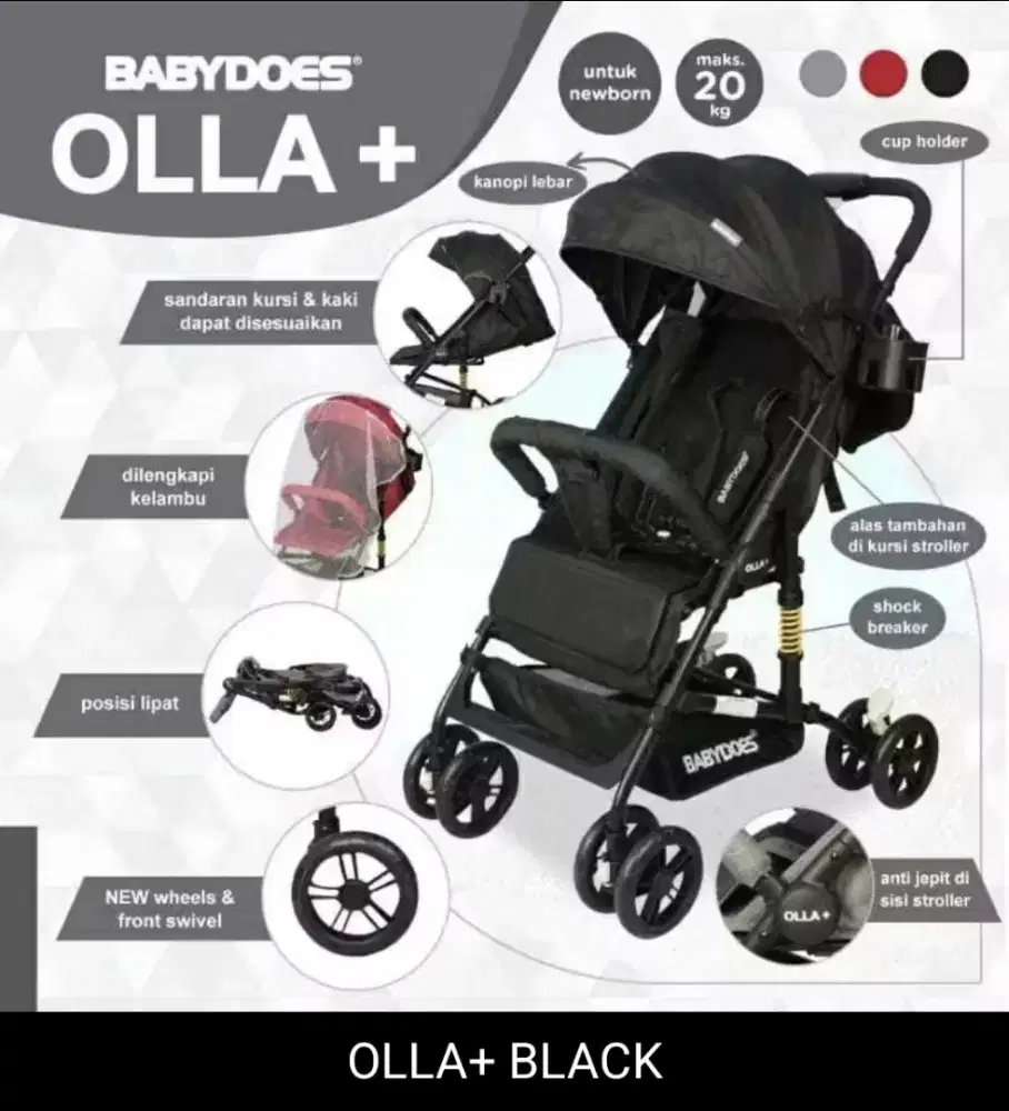 [Preloved] stroller lipat BabyDoes OLLA+ BLACK