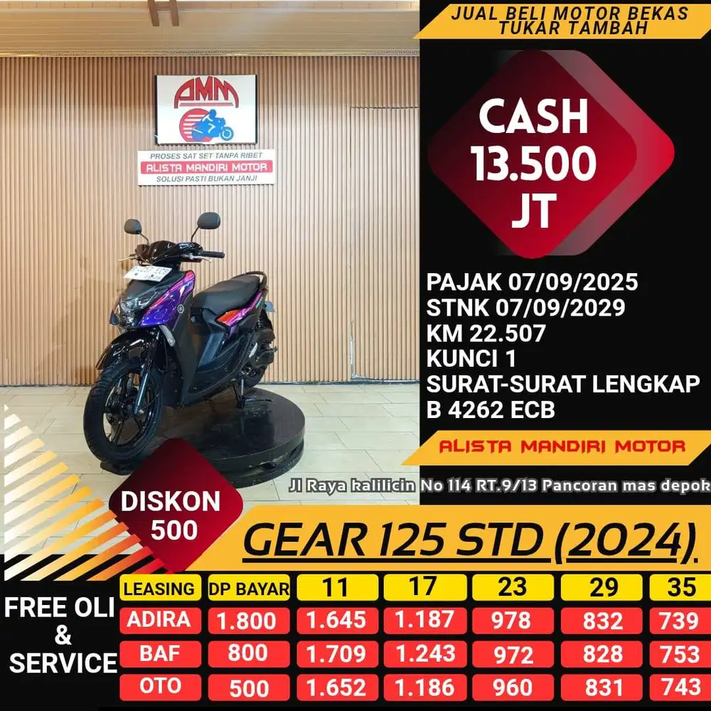 GEAR 125 STD 2024 DP 500 CC 0% KREDIVO TOKPED SPAYLETTER INDODANA