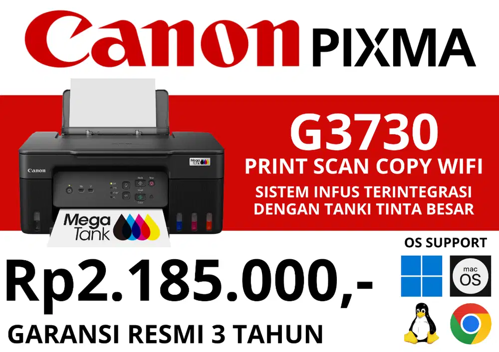 Printer Canon PIXMA G3730 Print Scan Copy WiFi