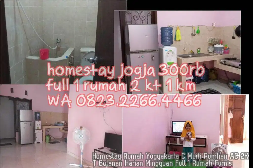 Homestay Rumah Yogyakarta C Murh Rumhan AC 2KT Bulanan Harian Mingguan