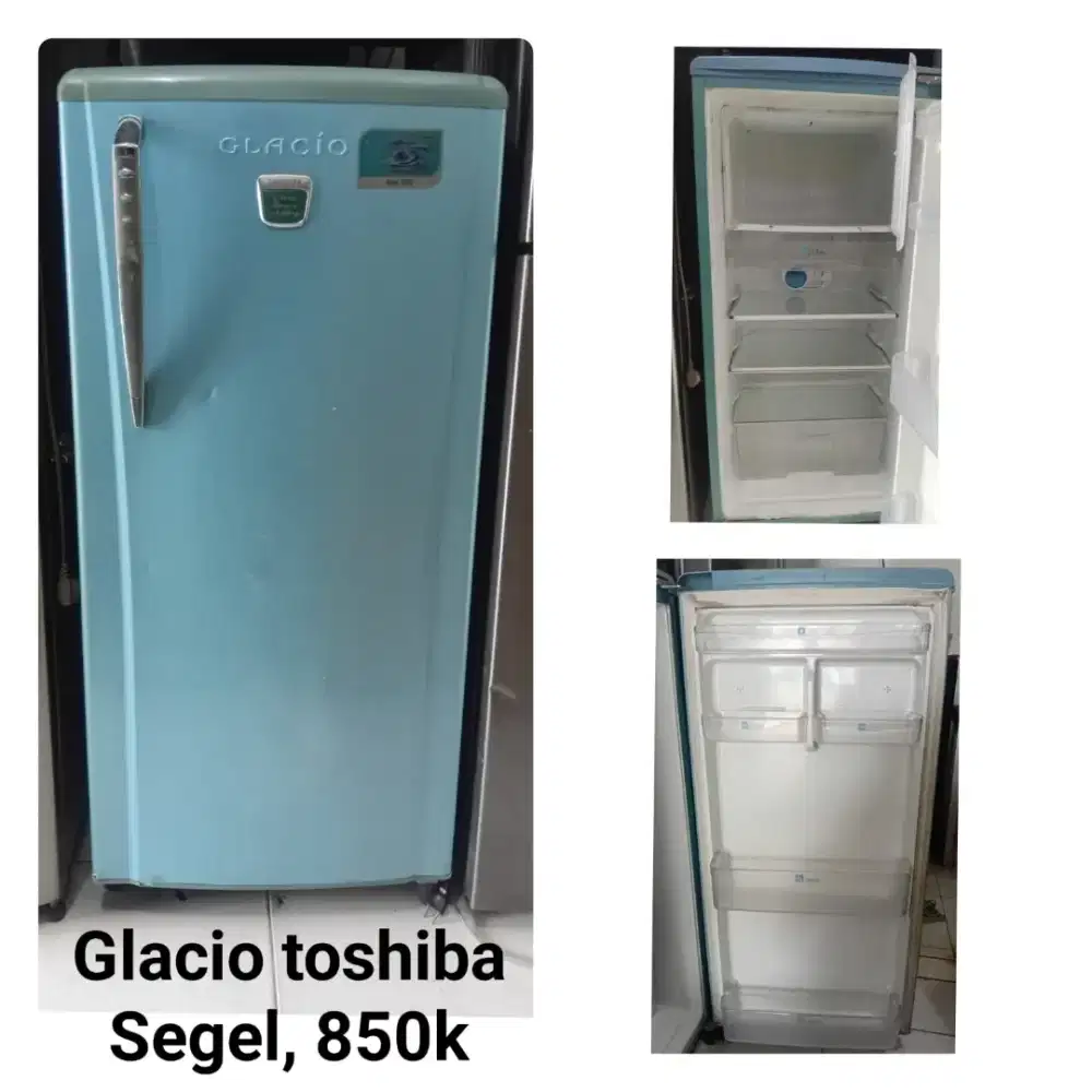 kulkas merek Glacio thosiba masih segel bekas bergaransi