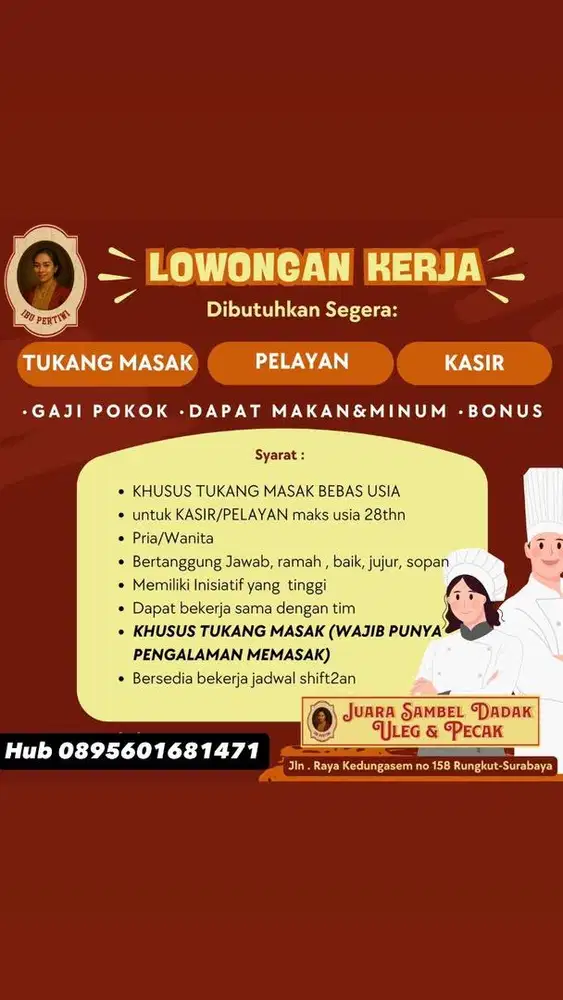 Cari pegawai depot penyetan