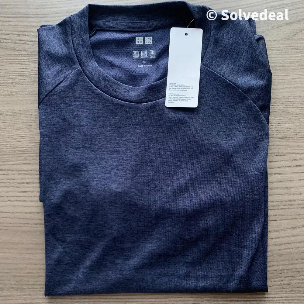 Kaos Uniqlo Dry Ex Crew Neck Short Sleeve Navy