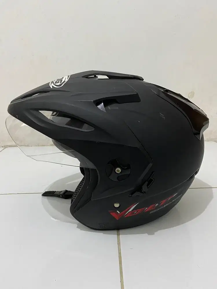 Helm VOG Volt Double Kaca Black Doff