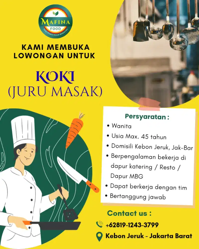 Dibutuhkan Koki / Juru Masak