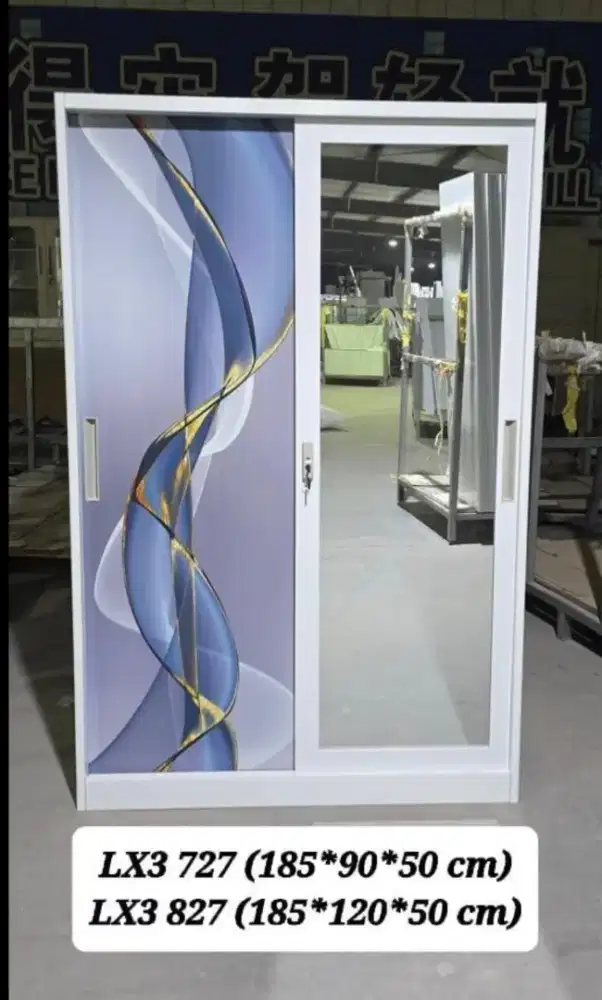 Lemari Pakaian Besi Pintu Sliding Bufallo LX3 727-827