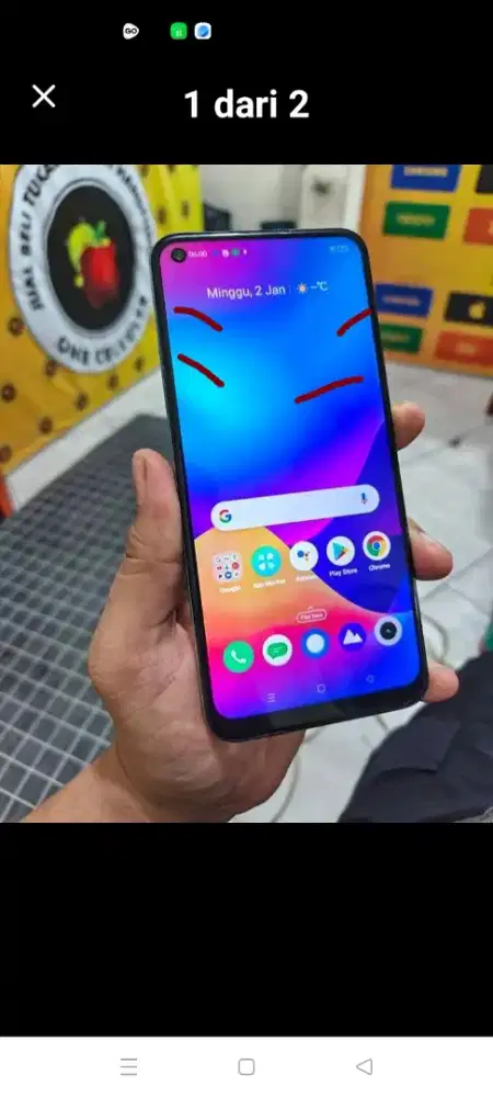 realme 7i ram 8 sanes 4 bukan 6 tc retak halus fungsi normal