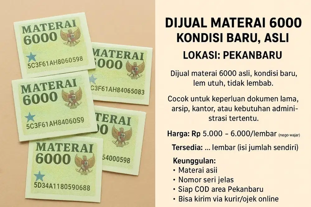 Di jual matrei 6.000 original