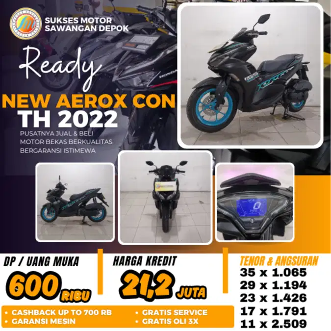 MULUS BERGARANSI YAMAHA AEROX NEW CON TH 2022 BISA CASH KREDIT DP 600