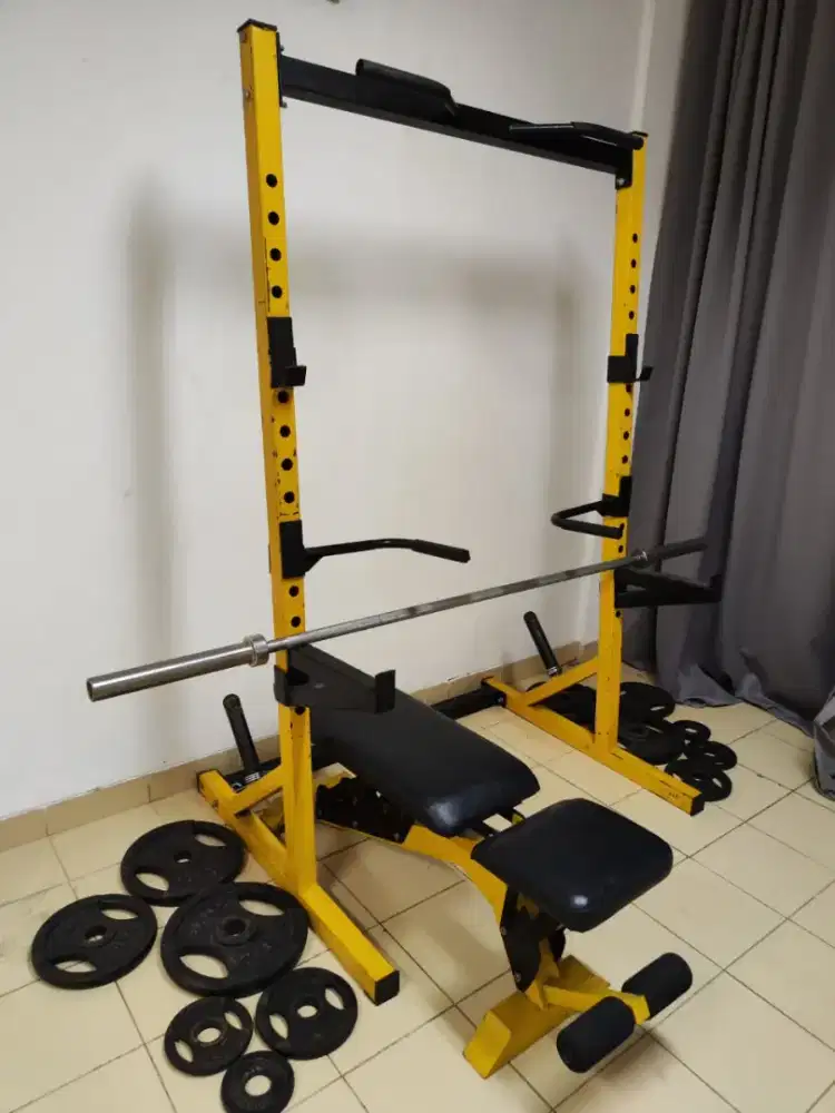 Jual alat fitness gym squatrack bench incline press deadlift